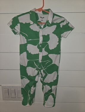 Diane Von Furstenberg For Target Green and White Printed Baby One-Piece Romper